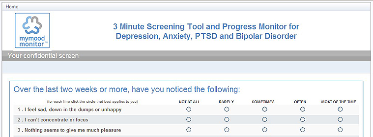 One-Page Questionnaire Effective Screening Tool for Common Psychiatric Disorders